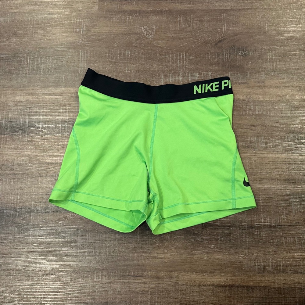 Nike Pro 3 Inch Compression Shorts Neon Green Dri-Fit 725443-313 Medium Women